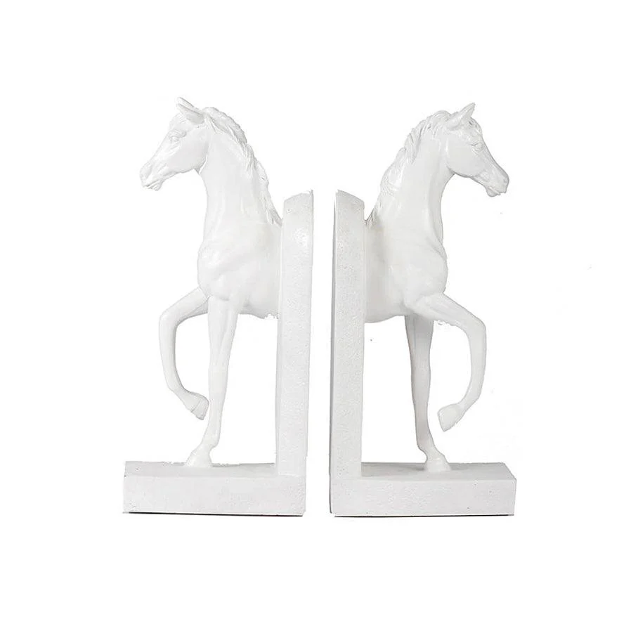 Striding Horses Bookends, Set of 2 - White - Image 11