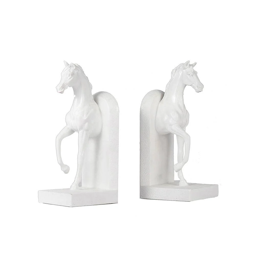 Striding Horses Bookends, Set of 2 - White - Image 3