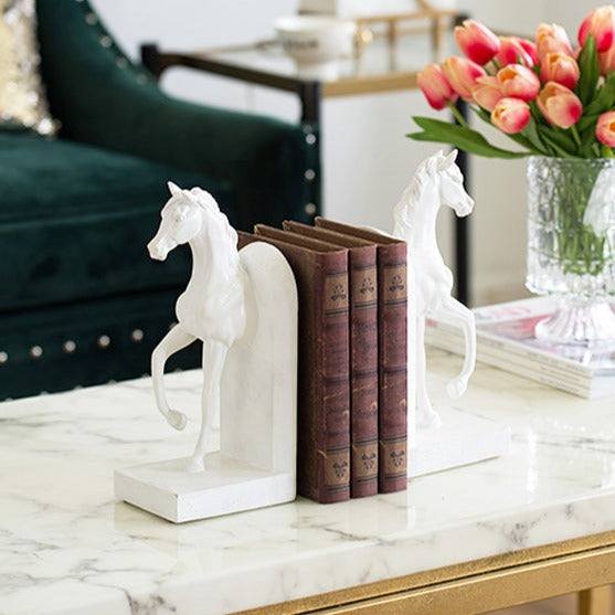 Striding Horses Bookends, Set of 2 - White - Image 4