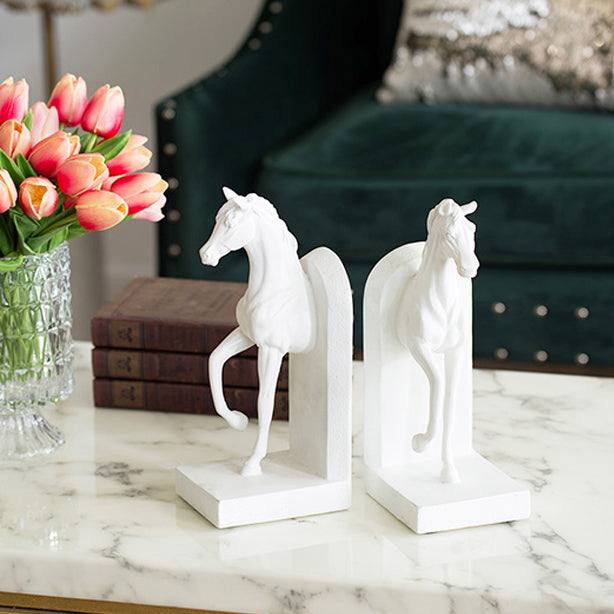 Striding Horses Bookends, Set of 2 - White - Image 6