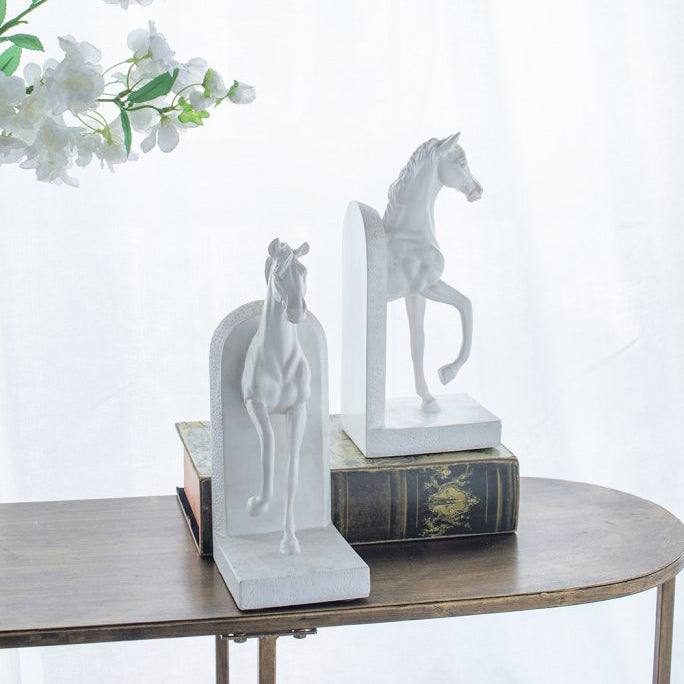 Striding Horses Bookends, Set of 2 - White - Image 7