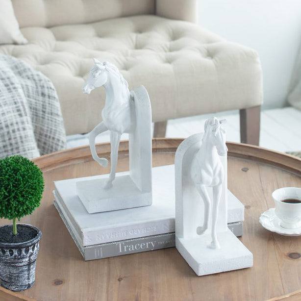 Striding Horses Bookends, Set of 2 - White - Image 8