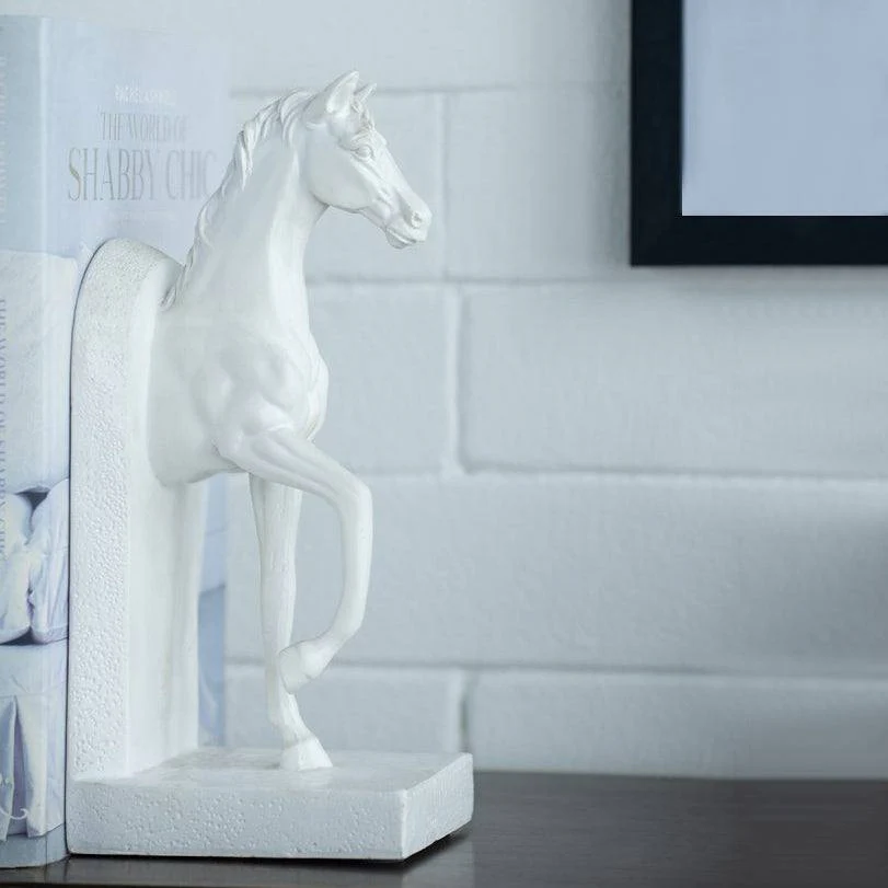 Striding Horses Bookends, Set of 2 - White - Image 9