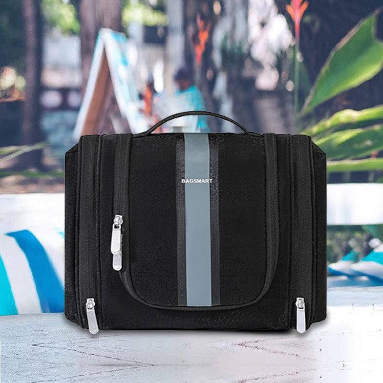 Stripe Hanging Toiletry Bag Medium - Black
