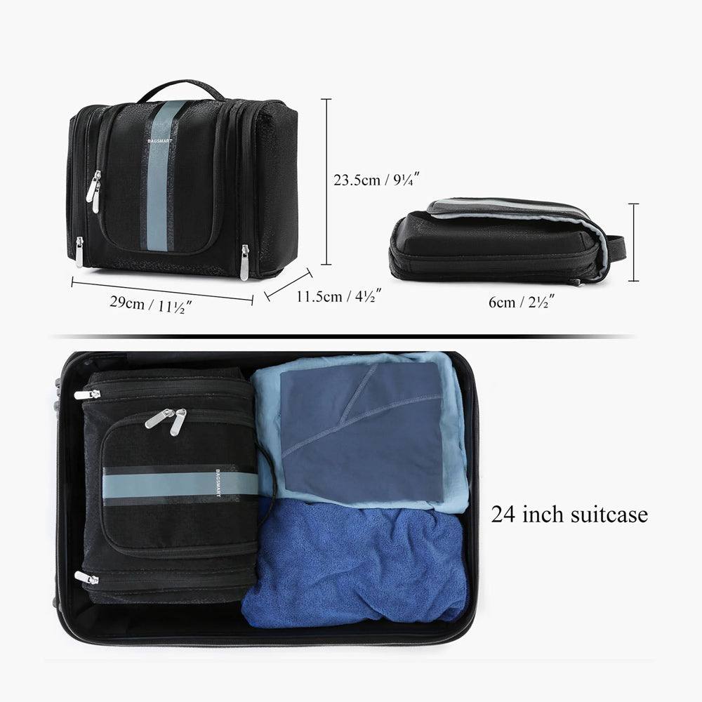 Stripe Hanging Toiletry Bag Medium - Black - Image 4