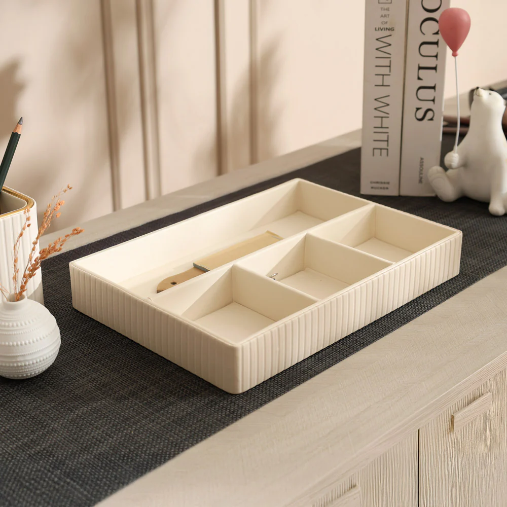 Stripes Organiser Tray Medium - Ivory - Image 2