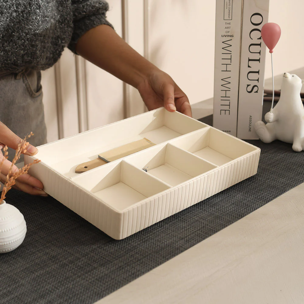 Stripes Organiser Tray Medium - Ivory - Image 4