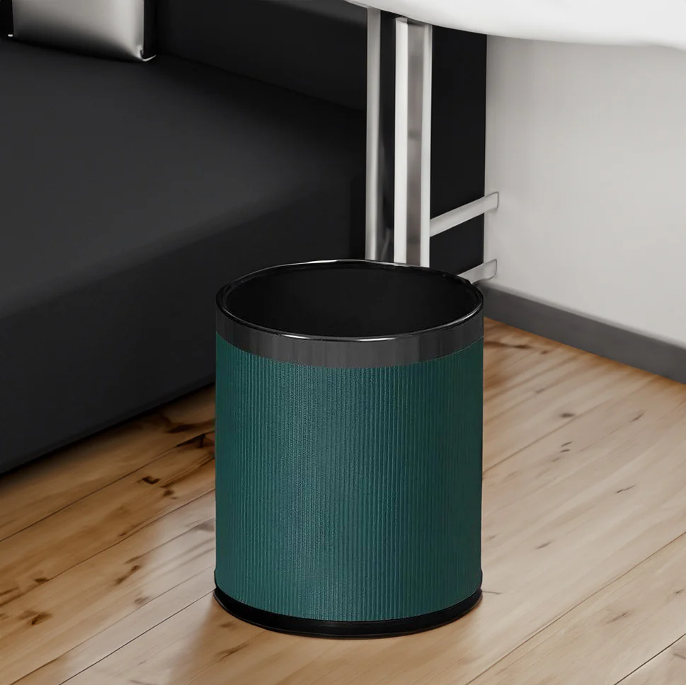Stripes Waste Bin - Teal & Dark Steel - Image 10