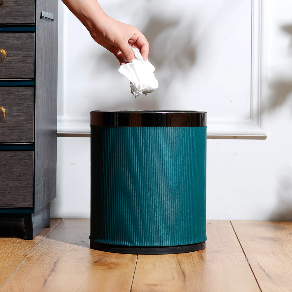 Stripes Waste Bin - Teal & Dark Steel - Image 2