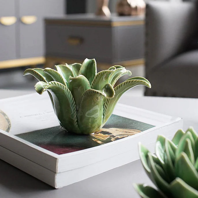 Succulent Tealight Holder Large - Green - Image 10