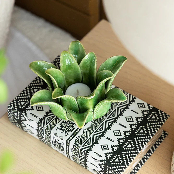 Succulent Tealight Holder Large - Green - Image 2