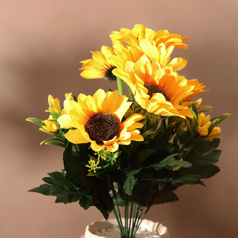 Sunflower Artificial Potted Plant - Yellow Cream - Image 5