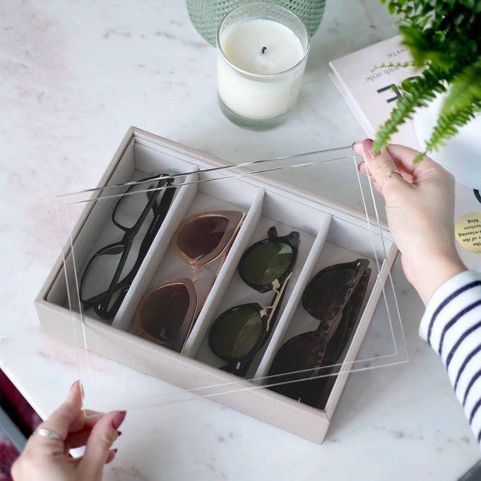 Sunglasses Box with Acrylic Lid - Taupe