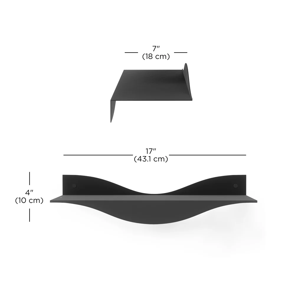 Surf Wall Shelves, Set of 2 - Black - Image 12