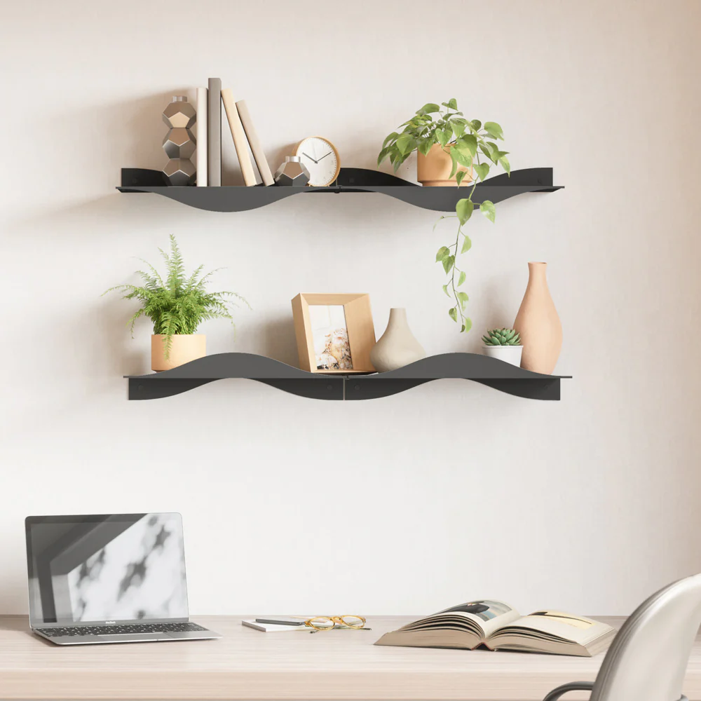 Surf Wall Shelves, Set of 2 - Black - Image 4