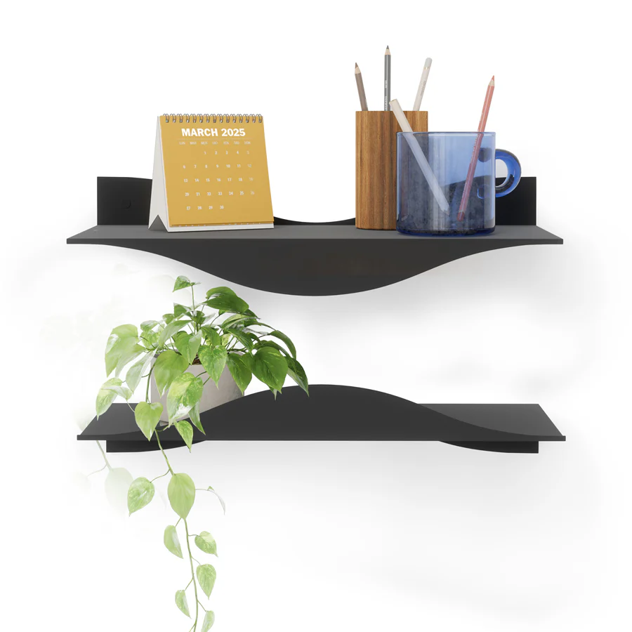 Surf Wall Shelves, Set of 2 - Black - Image 5