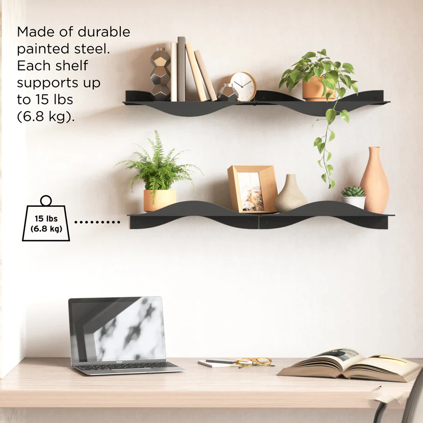 Surf Wall Shelves, Set of 2 - Black - Image 7