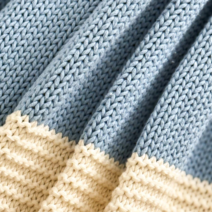 Sven Knitted Throw - Blue White - Image 8