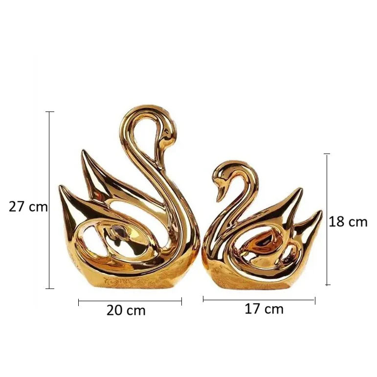 Swan Decorative Accents, Set of 2 - Gold - Image 4