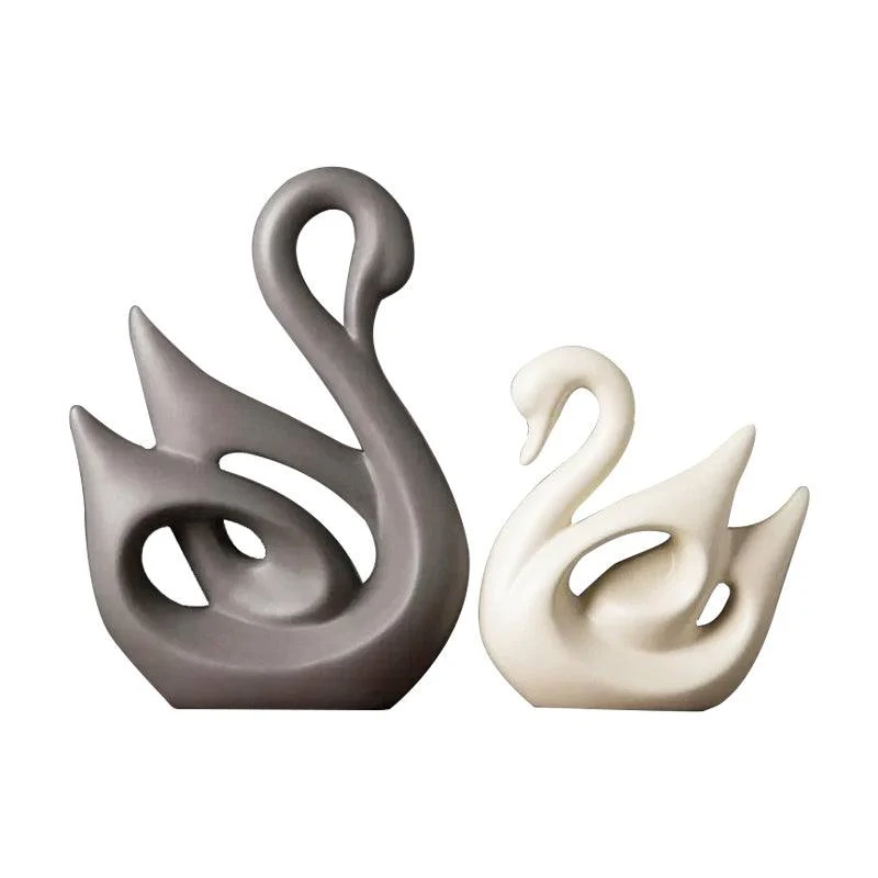 Swan Decorative Accents, Set of 2 - Grey & Beige - Image 3