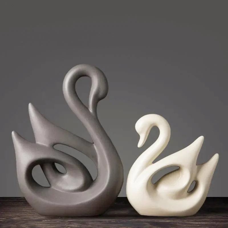 Swan Decorative Accents, Set of 2 - Grey & Beige - Image 5