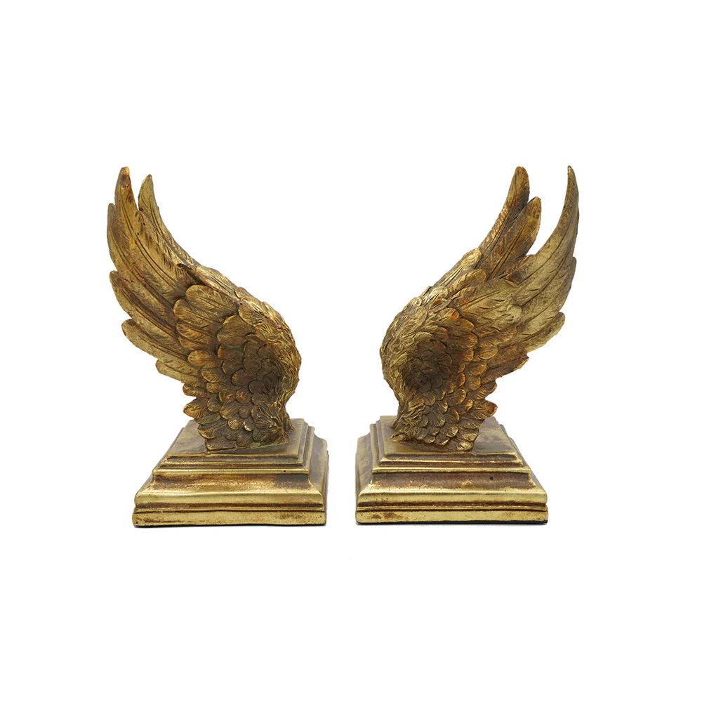 Swan Wings Antique Bookends, Set of 2 - Bronze - Image 3