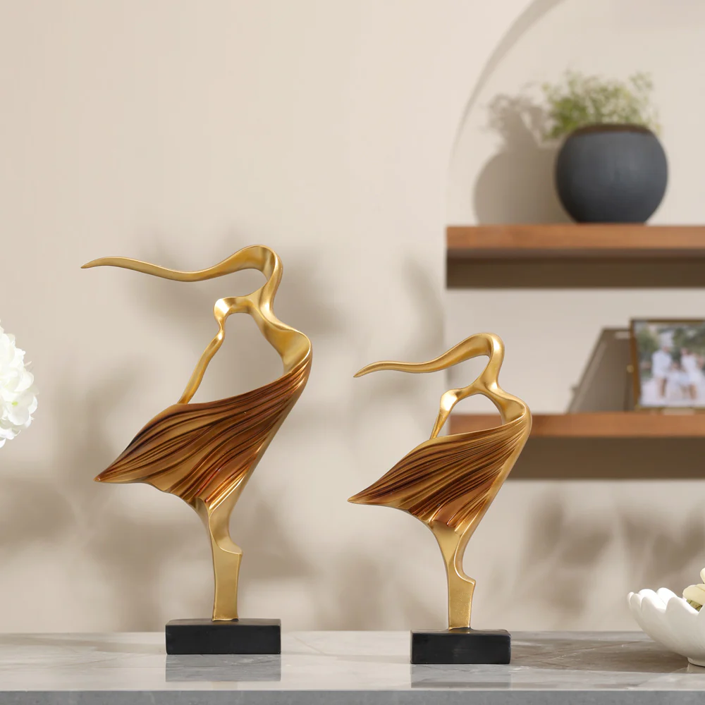 Sway Decorative Sculptures, Set of 2 - Gold - Image 2