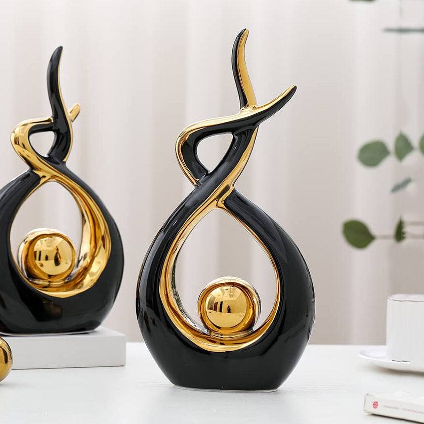 Swirl Ceramic Sculpture - Black Gold - Image 2