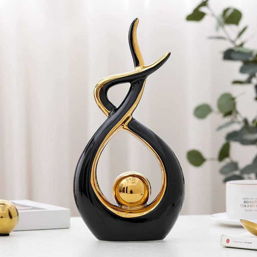 Swirl Ceramic Sculpture - Black Gold - Image 4
