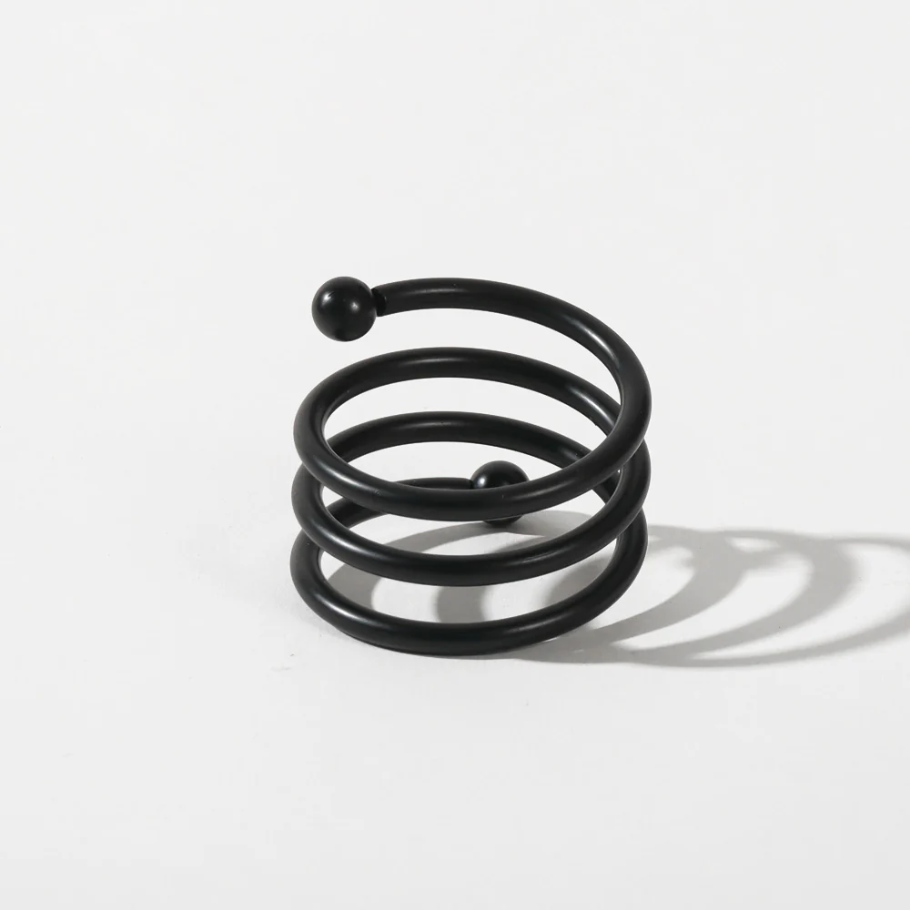 Swirl Metal Napkin Rings, Set of 6 - Black - Image 10