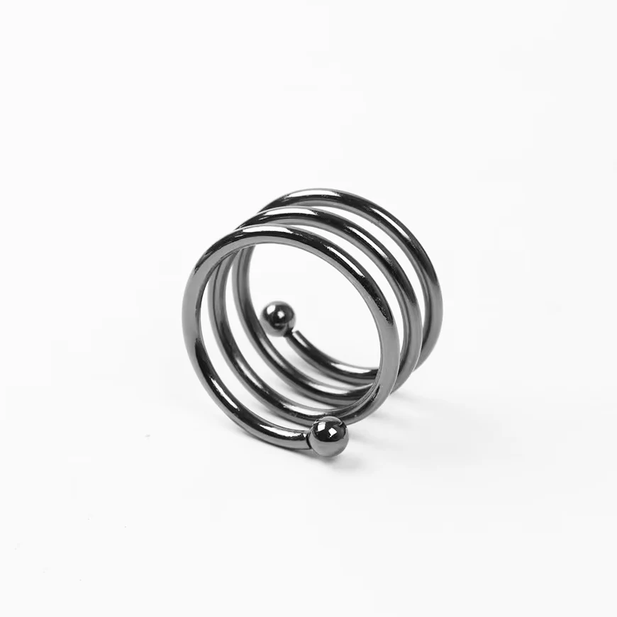 Swirl Metal Napkin Rings, Set of 6 - Black - Image 3