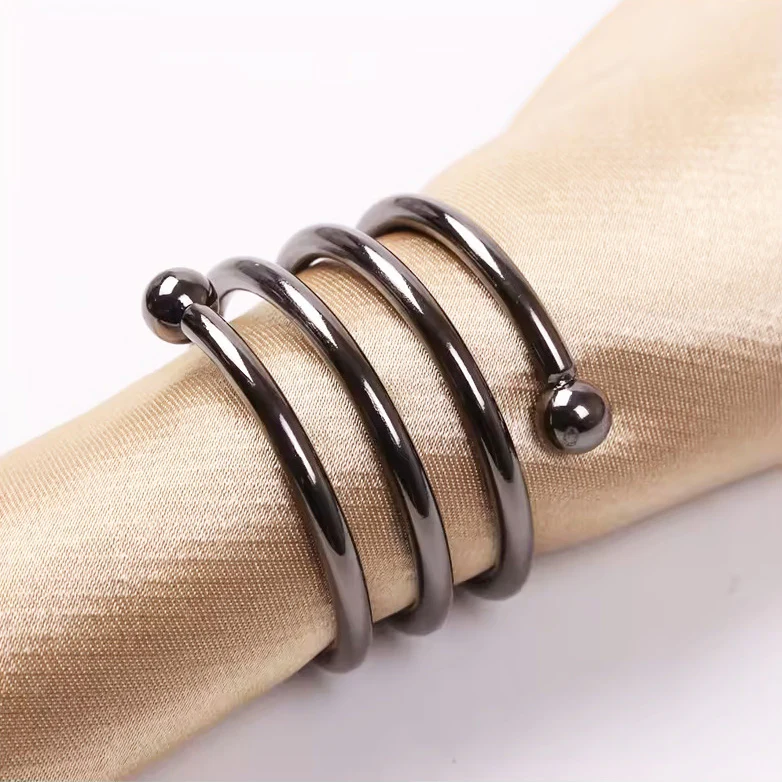 Swirl Metal Napkin Rings, Set of 6 - Black - Image 7