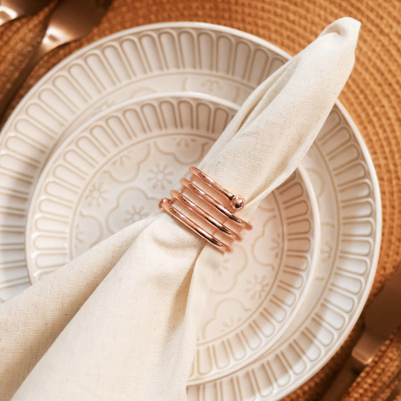 Swirl Metal Napkin Rings, Set of 6 - Copper