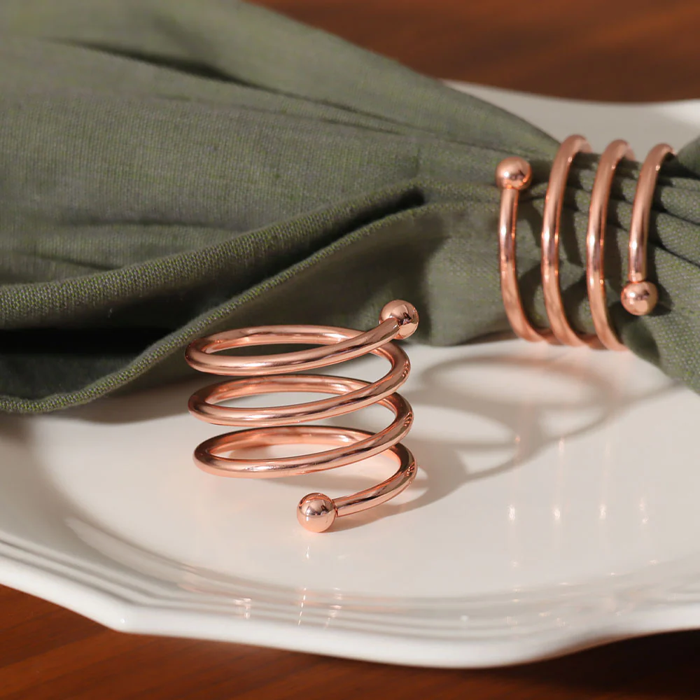 Swirl Metal Napkin Rings, Set of 6 - Copper - Image 2