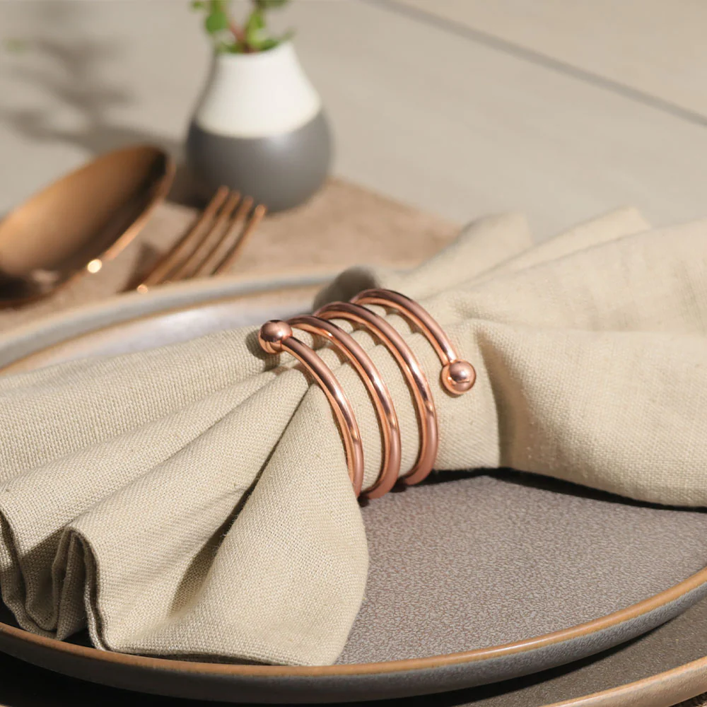Swirl Metal Napkin Rings, Set of 6 - Copper - Image 4