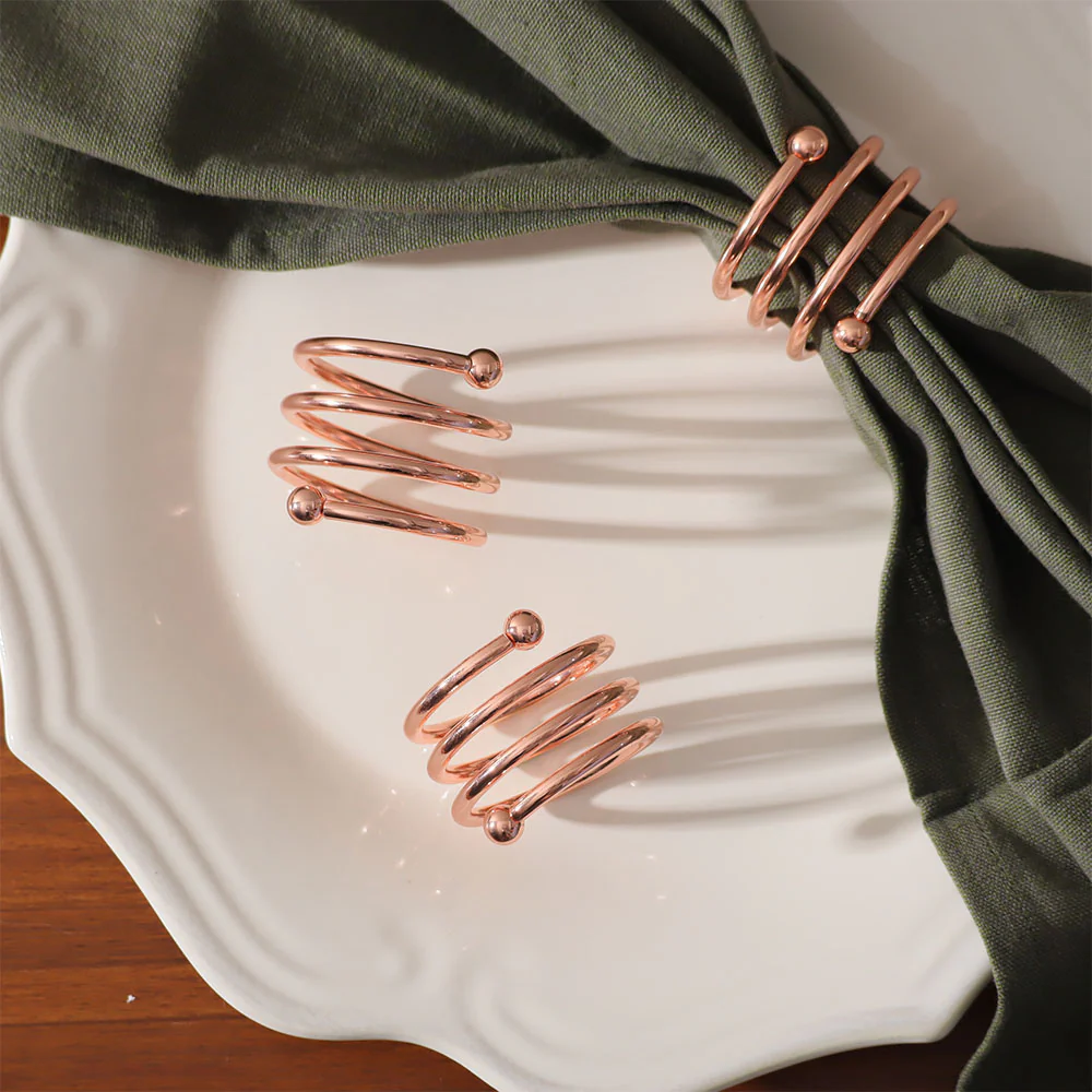 Swirl Metal Napkin Rings, Set of 6 - Copper - Image 6