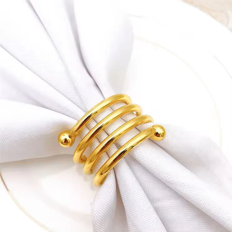 Swirl Metal Napkin Rings, Set of 6 - Gold - Image 6