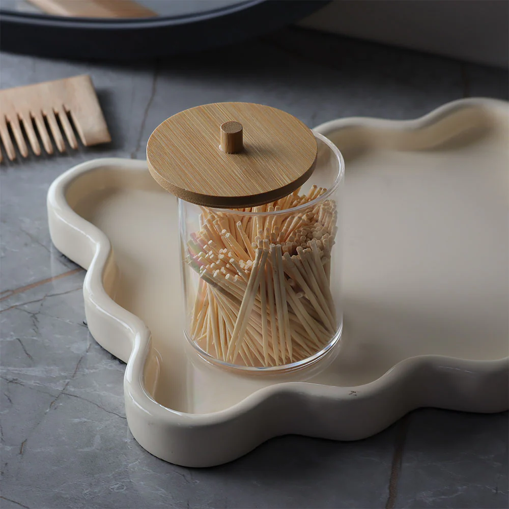 Tabz Round Storage Jar with Bamboo Lid - Small - Image 4
