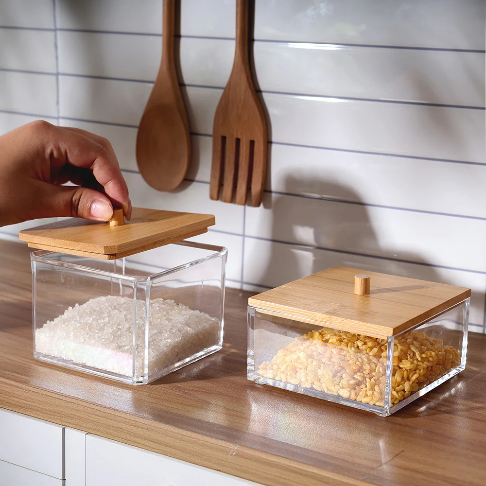 Tabz Square Storage Jar With Bamboo Lid - Medium - Image 5