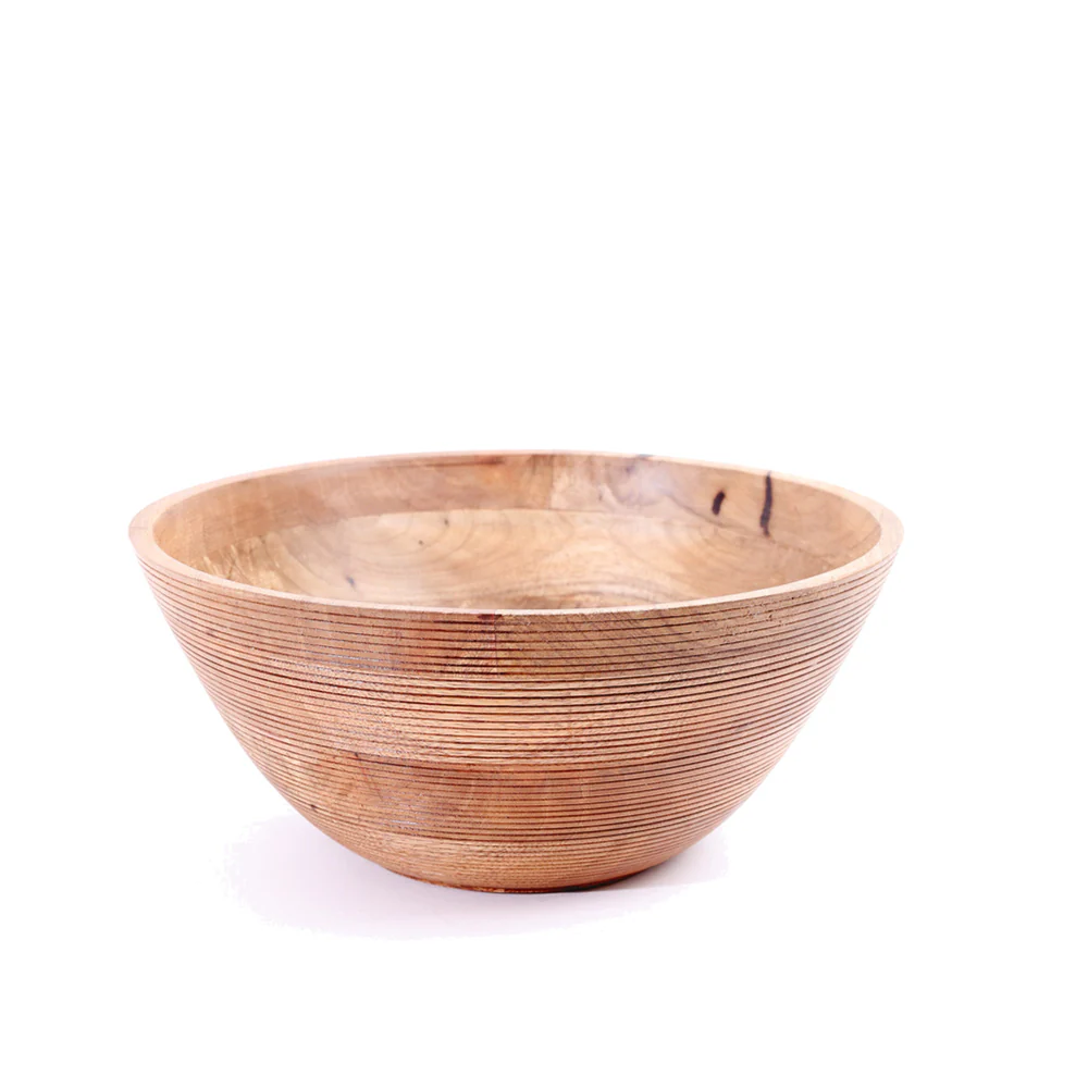 Mango Wood Ribbed Salad Bowl XL - Natural - Image 6