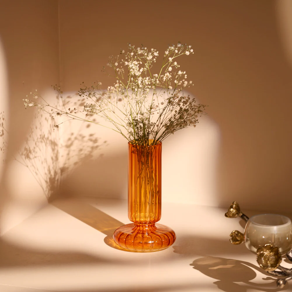Taro Glass Vase Medium - Amber - Image 4
