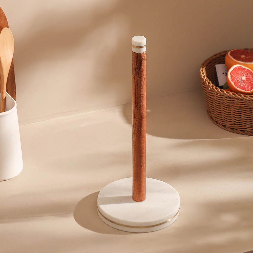 Tarsie Marble Paper Towel Holder - Natural White - Image 2
