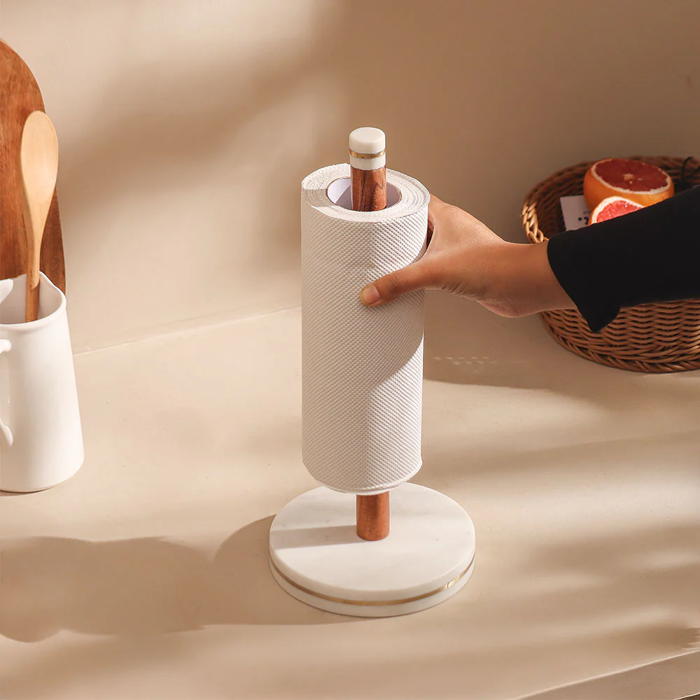 Tarsie Marble Paper Towel Holder - Natural White - Image 3