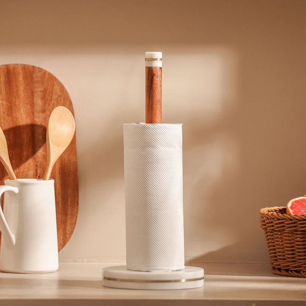 Tarsie Marble Paper Towel Holder - Natural White - Image 4