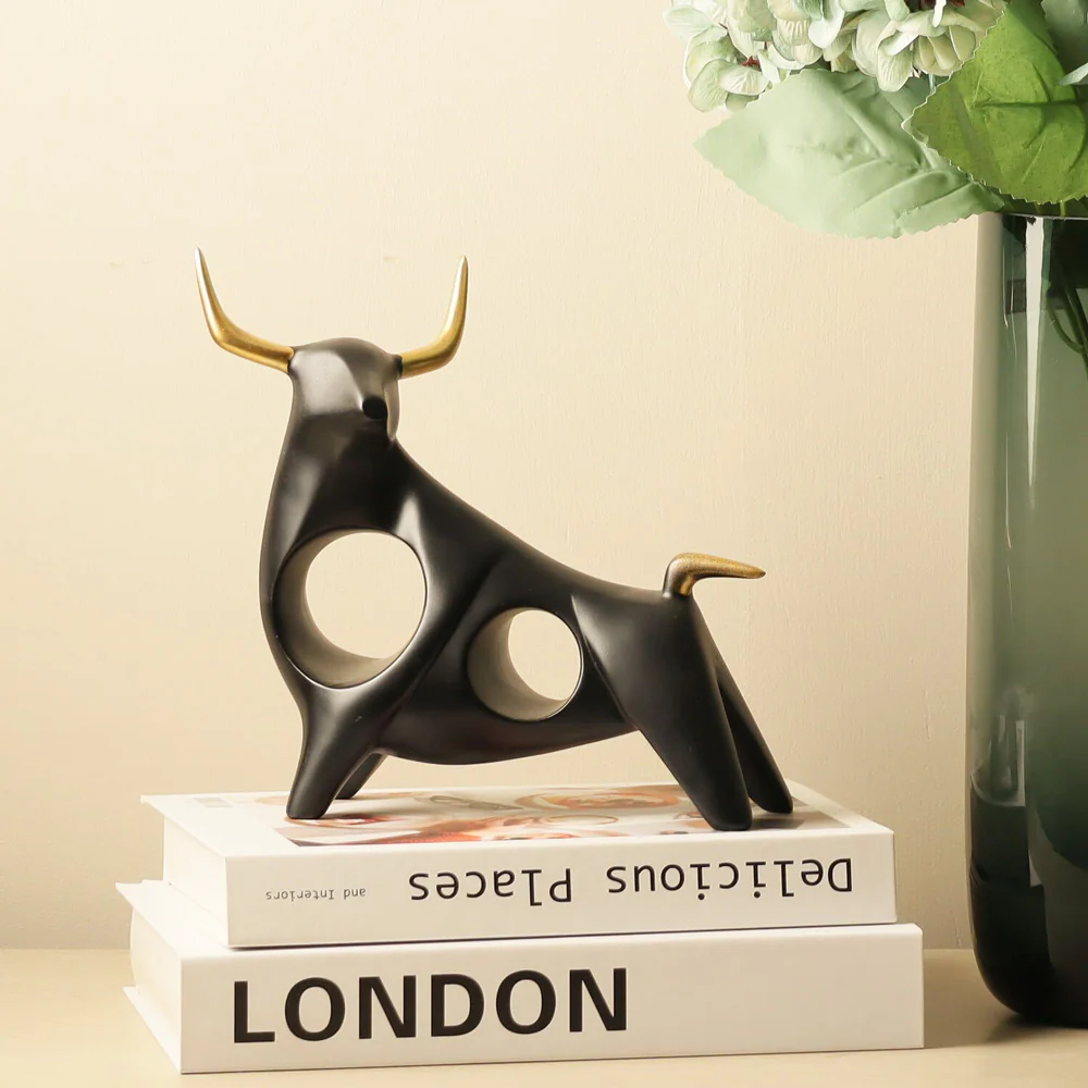 Taurus Decorative Sculptures, Set of 2 - Black - Image 4