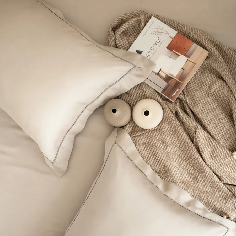 Tencel Bedsheet Set - Eggshell Grey - Image 4