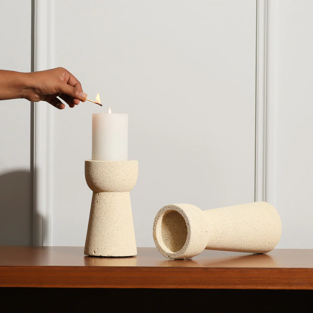 Terra Aerocrete Candlestand Small - Beige - Image 4
