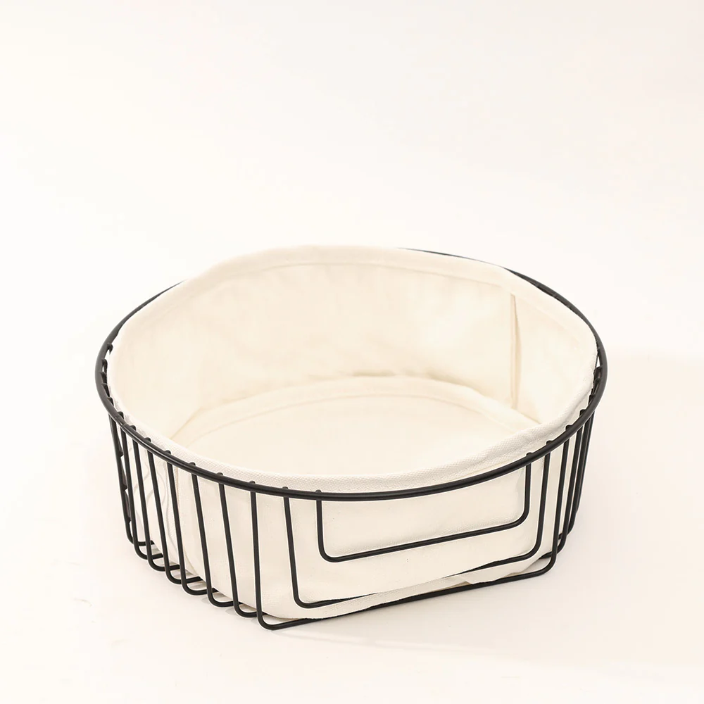 Terri Round Bread Basket with Lining Medium - Black - Image 3