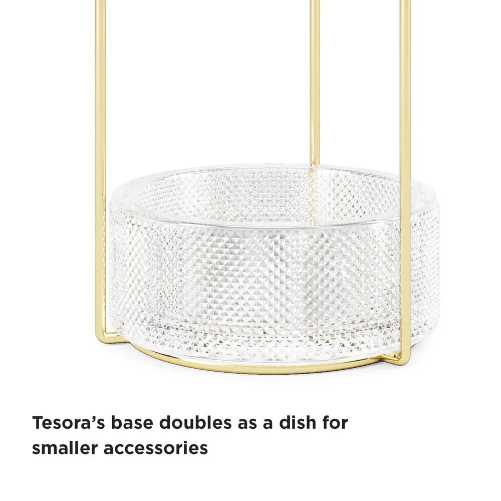 Tesora Jewellery Stand with Glass Bowl - Brass - Image 8