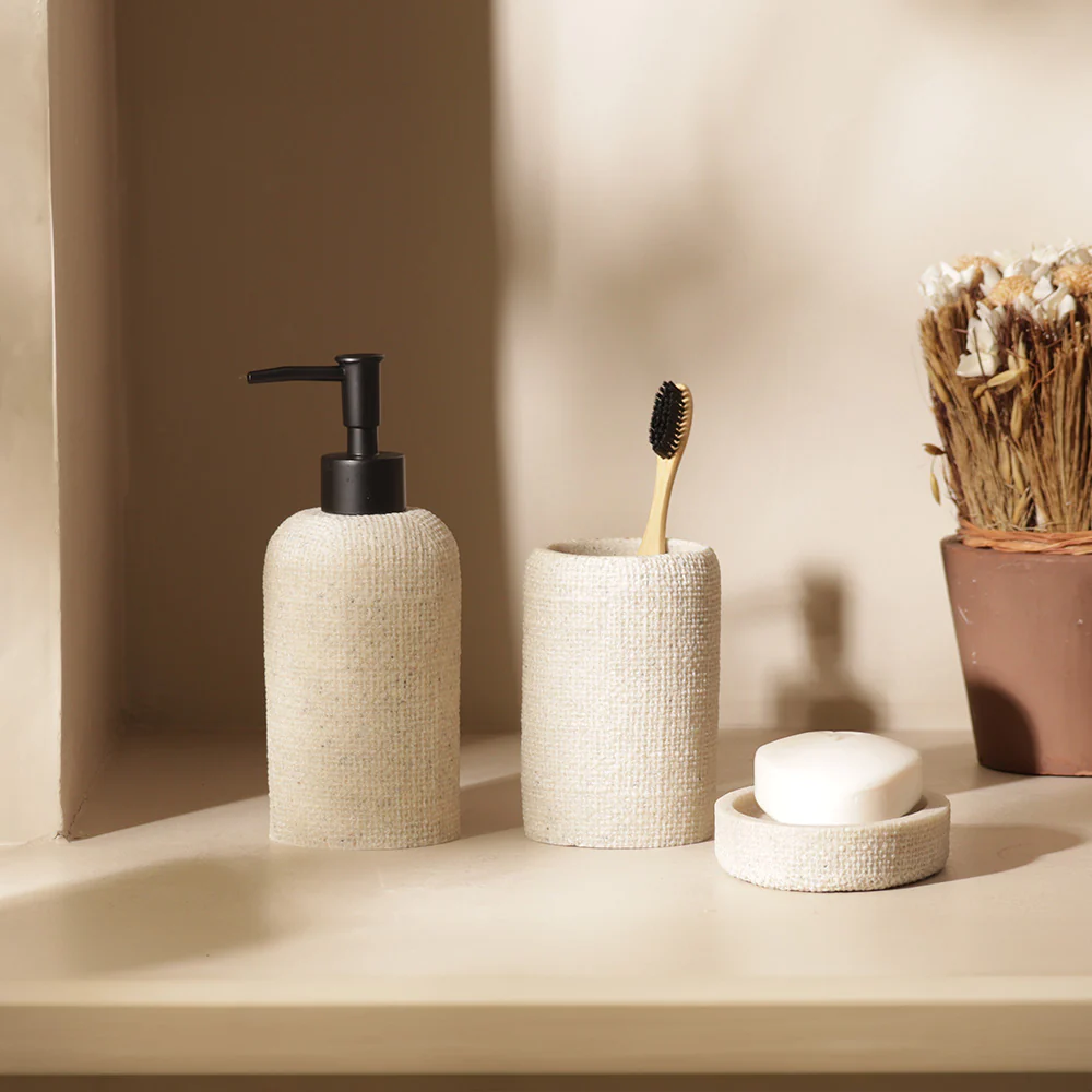 Textured 3-piece Bathroom Set - Beige - Image 2